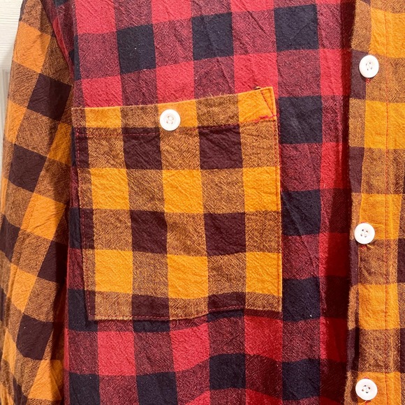Mixed Plaid Flannel Hooded Long Sleeve Mens MEDIUM 1527:S1398 - Picture 4 of 9